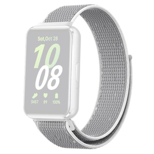 For Samsung Galaxy Fit3 Replacement Strap Braided Nylon Smart Watch Band - Grey+White