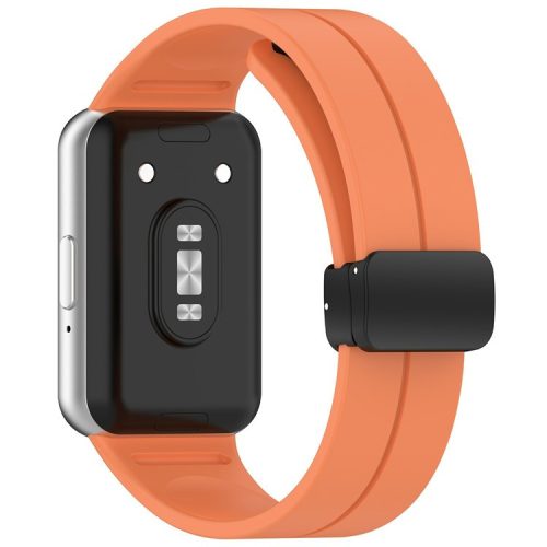 For Samsung Galaxy Fit3 Silicone Watch Band Folding Buckle Sport Replacement Straps - Orange