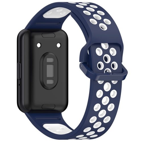 For Samsung Galaxy Fit3 Silicone Watch Bands Dual-Color Wrist Straps Replacement Parts - Midnight Blue+White