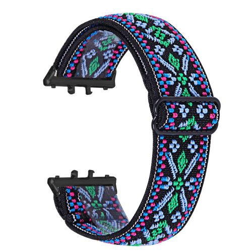 For Samsung Galaxy Fit3 SM-R390 Elastic Wrist Band Pattern Design Watch Strap (Black Buckle) - 19