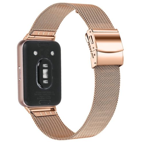 For Samsung Galaxy Fit3 SM-R390 Milanese Mesh Band Stainless Steel Watch Strap - Rose Gold