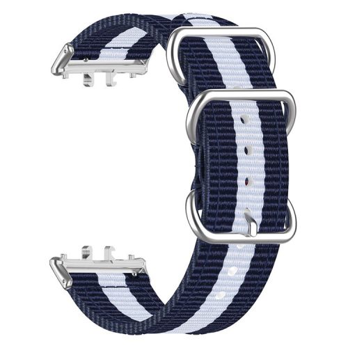 For Samsung Galaxy Fit3 SM-R390 Nylon Watch Strap Three Rings Replacement Wrist Band  - Blue+White+Blue