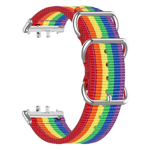 For Samsung Galaxy Fit3 SM-R390 Nylon Watch Strap Three Rings Replacement Wrist Band  - Rainbow