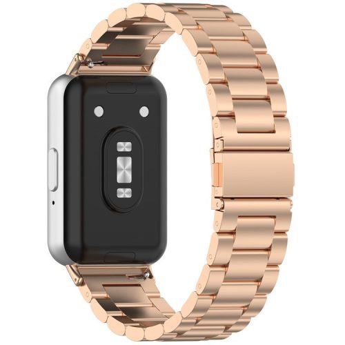 For Samsung Galaxy Fit3 SM-R390 Replacement Strap Classic 3-Bead Stainless Steel Watch Band - Rose Gold