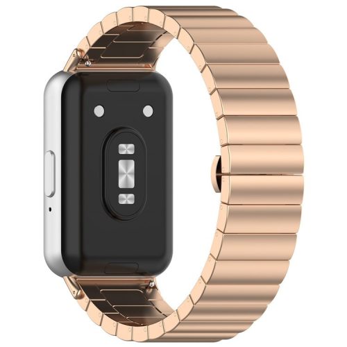 For Samsung Galaxy Fit3 SM-R390 Stainless Steel Strap Butterfly Buckle Replacement Band - Rose Gold