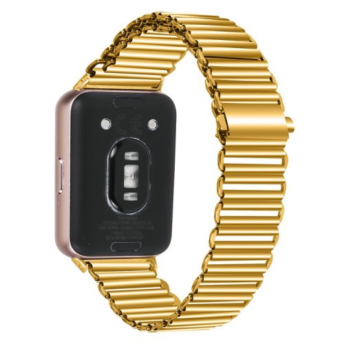 For Samsung Galaxy Fit3 SM-R390 Stainless Steel Watch Band Electroplating Color Wrist Strap - Gold