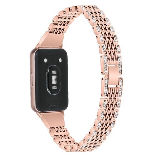 For Samsung Galaxy Fit3 SM-R390 Watch Band 5.2"-8.6" Adjustable Watch Strap with Shiny Rhinestone - Rose Gold