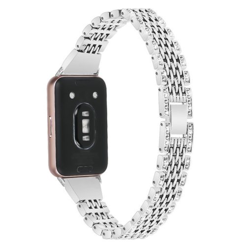 For Samsung Galaxy Fit3 SM-R390 Watch Band 5.2"-8.6" Adjustable Watch Strap with Shiny Rhinestone - Silver