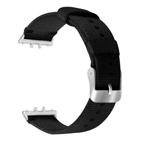 For Samsung Galaxy Fit3 SM-R390 Watch Band Nylon Canvas Strap Replacement - Black