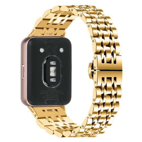 For Samsung Galaxy Fit3 SM-R390 Watch Strap High-Strength Stainless Steel Wrist Band - Gold