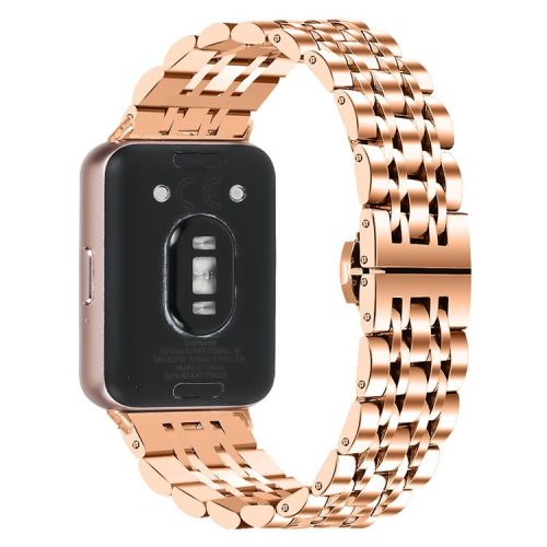 For Samsung Galaxy Fit3 SM-R390 Watch Strap High-Strength Stainless Steel Wrist Band - Rose Gold