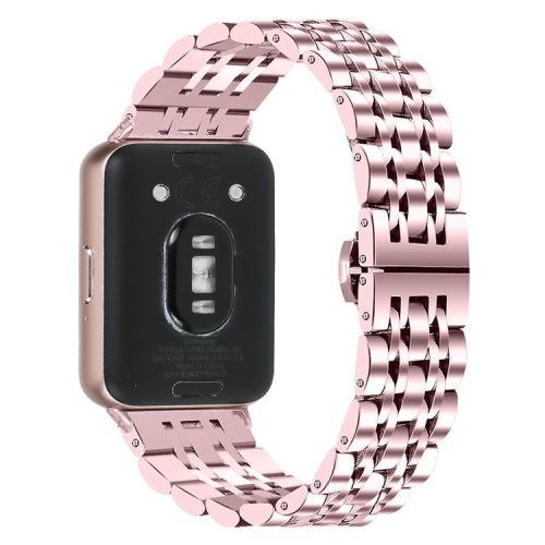 For Samsung Galaxy Fit3 SM-R390 Watch Strap High-Strength Stainless Steel Wrist Band - Rose Pink