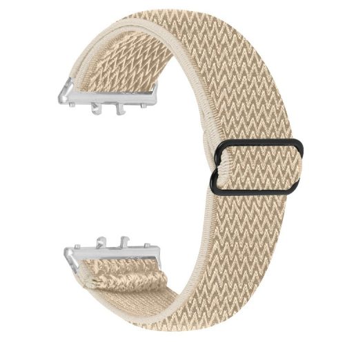 For Samsung Galaxy Fit3 SM-R390 Woven Watch Strap Adjustable Wrist Band with Silver Connector - Apricot