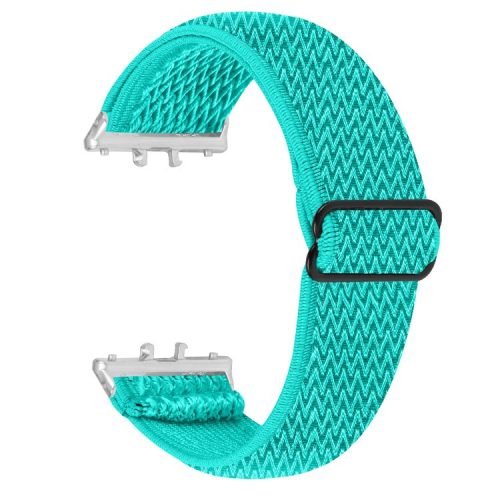 For Samsung Galaxy Fit3 SM-R390 Woven Watch Strap Adjustable Wrist Band with Silver Connector - Mint Green