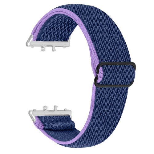 For Samsung Galaxy Fit3 SM-R390 Woven Watch Strap Adjustable Wrist Band with Silver Connector - Purple+Blue