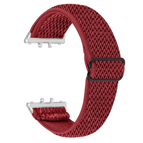 For Samsung Galaxy Fit3 SM-R390 Woven Watch Strap Adjustable Wrist Band with Silver Connector - Red