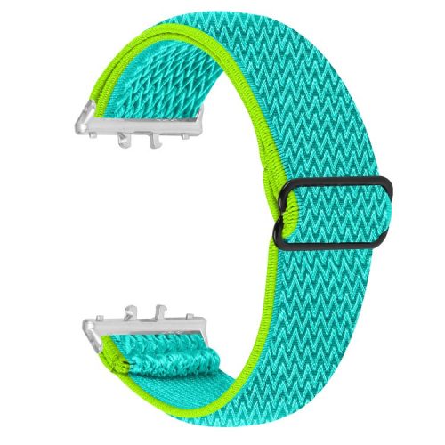 For Samsung Galaxy Fit3 SM-R390 Woven Watch Strap Adjustable Wrist Band with Silver Connector - Yellow+Green