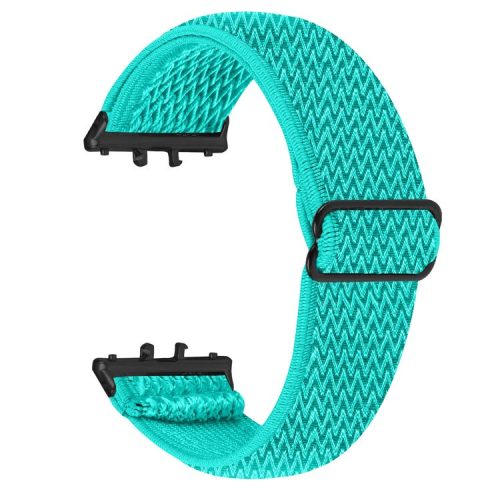 For Samsung Galaxy Fit3 SM-R390 Woven Watch Strap Elastic Wrist Band, Black Connector - Mint Green