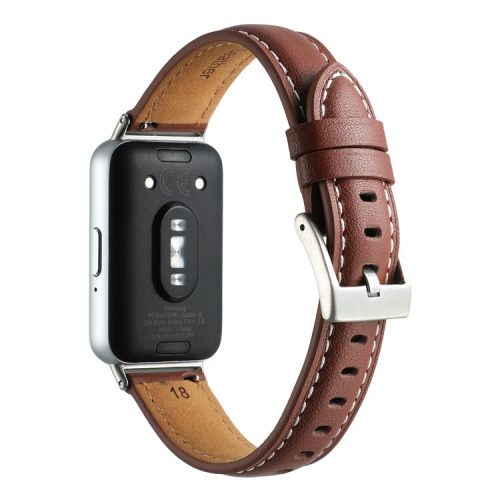 For Samsung Galaxy Fit3 Watch Band Cowhide Leather Strap Replacement - Brown