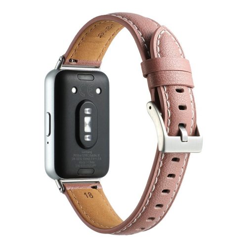 For Samsung Galaxy Fit3 Watch Band Cowhide Leather Strap Replacement - Deep Pink