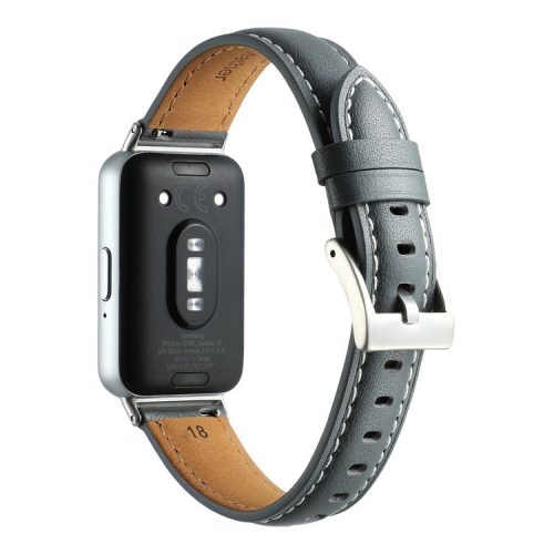 For Samsung Galaxy Fit3 Watch Band Cowhide Leather Strap Replacement - Grey