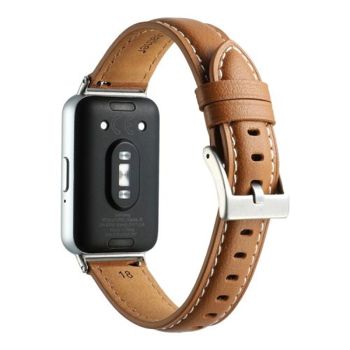 For Samsung Galaxy Fit3 Watch Band Cowhide Leather Strap Replacement - Light Brown