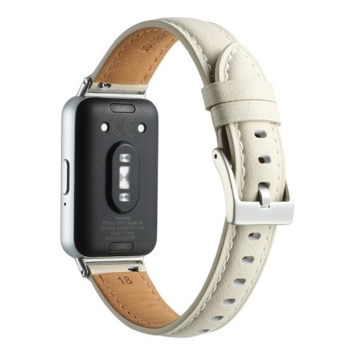 For Samsung Galaxy Fit3 Watch Band Cowhide Leather Strap Replacement - Milky White