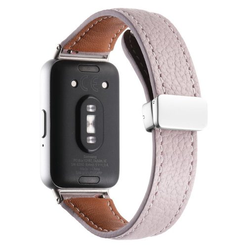 For Samsung Galaxy Fit3 Watch Band Slim Genuine Cow Leather Magnetic Replacement Strap - Purple