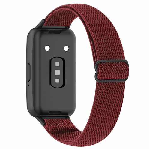 For Samsung Galaxy Fit3 Watch Strap Elastic Nylon Adjustable Smart Watch Band - Wine Red