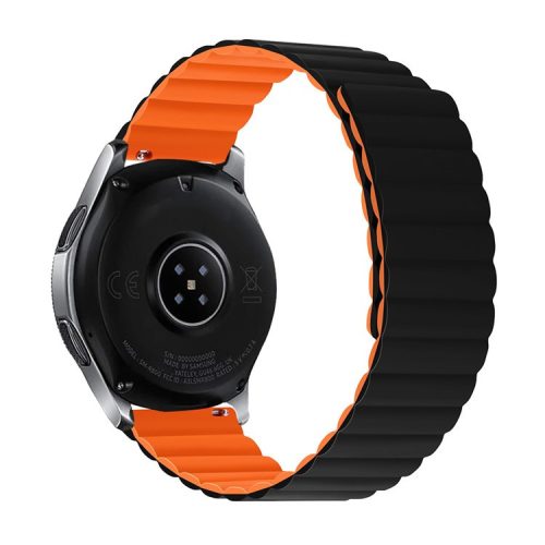 For Samsung Galaxy Watch 3 45mm / Gear S3 Frontier / Classic Magnetic Silicone Watch Band 22mm Quick Release Smart Watch, Size: L - Black  /  Orange