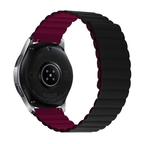 For Samsung Galaxy Watch 3 45mm / Gear S3 Frontier / Classic Magnetic Silicone Watch Band 22mm Quick Release Smart Watch, Size: L - Black  /  Wine Red