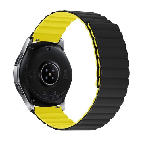 For Samsung Galaxy Watch 3 45mm / Gear S3 Frontier / Classic Magnetic Silicone Watch Band 22mm Quick Release Smart Watch, Size: L - Black  /  Yellow