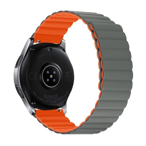 For Samsung Galaxy Watch 3 45mm / Gear S3 Frontier / Classic Magnetic Silicone Watch Band 22mm Quick Release Smart Watch, Size: L - Gray / Orange