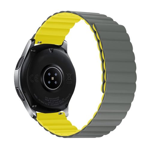 For Samsung Galaxy Watch 3 45mm / Gear S3 Frontier / Classic Magnetic Silicone Watch Band 22mm Quick Release Smart Watch, Size: L - Grey / Yellow