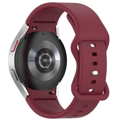 For Samsung Galaxy Watch 4/Watch 4 Classic Silicone Watch Band 20mm Quick Release Wrist Strap with Butterfly Buckle for Sports Watch - Wine Red