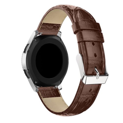 For Samsung Galaxy Watch 46mm Crocodile Texture Genuine Leather Smart Watch Band Strap 22mm - Brown