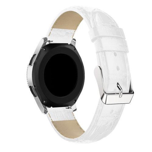 For Samsung Galaxy Watch 46mm Crocodile Texture Genuine Leather Smart Watch Band Strap 22mm - White