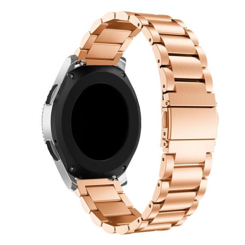 For Samsung Galaxy Watch 46mm Stainless Steel Three-bead Watch Band Wrist Strap 22mm - Rose Gold