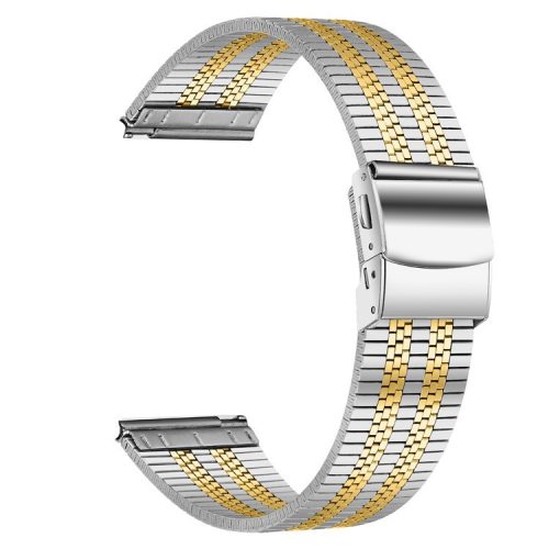 For Samsung Galaxy Watch 46mm Stainless Steel Watch Band Stylish 22mm Replacement Wrist Strap - Silver+Gold