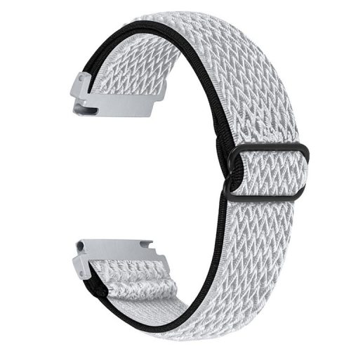 For Samsung Galaxy Watch 46mm/Watch3 45mm Adjustable Elastic Watch Strap Universal Watch Band with Buckle - Black / White