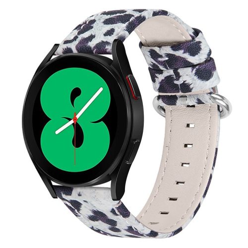 For Samsung Galaxy Watch 46mm/Watch3 45mm Genuine Cowhide Leather Watch Band 22mm Leopard Texture Strap Replacement - Black/Leopard