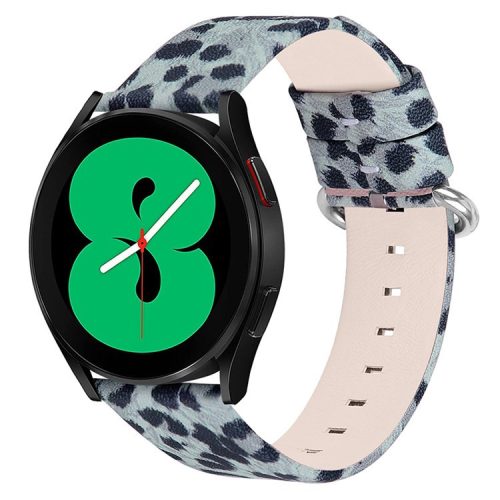 For Samsung Galaxy Watch 46mm/Watch3 45mm Genuine Cowhide Leather Watch Band 22mm Leopard Texture Strap Replacement - Grey Black/Leopard