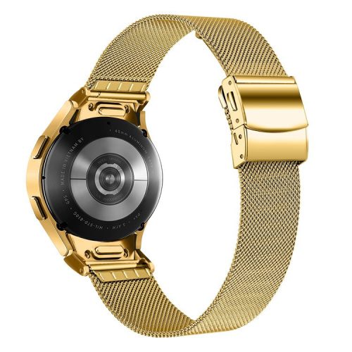 For Samsung Galaxy Watch 5 / 5 Pro / Watch FE 40mm / Watch4 / Watch4 Classic 46mm Quick Release Strap Milanese Watch Band with Connector - Gold