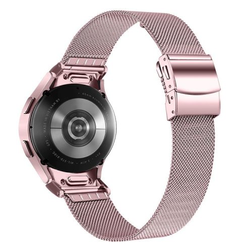 For Samsung Galaxy Watch 5 / 5 Pro / Watch FE 40mm / Watch4 / Watch4 Classic 46mm Quick Release Strap Milanese Watch Band with Connector - Rose Pink