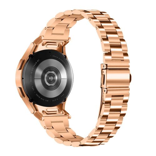 For Samsung Galaxy Watch 5 / 5 Pro / Watch FE 40mm / Watch4 / Watch4 Classic 46mm Stainless Steel Slim Watch Band with Connector, Rose Gold