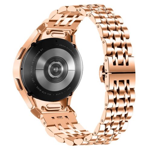 For Samsung Galaxy Watch 5 / 5 Pro / Watch FE 40mm / Watch4 / Watch4 Classic 46mm Stainless Steel Watch Strap with Connector - Rose Gold