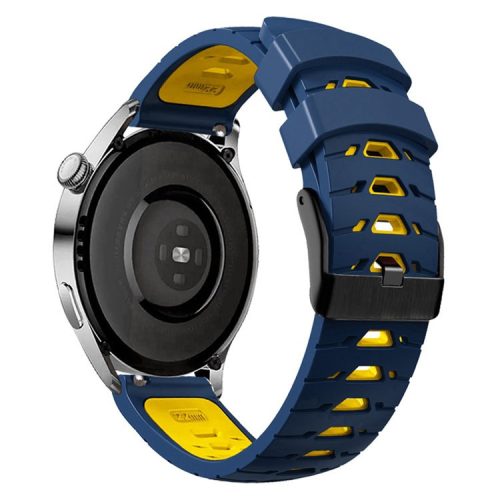 For Samsung Galaxy Watch 5 40mm  /  44mm  /  5 Pro 45mm Silicone Watch Band Replacement Watch Strap with Trapezoid Holes - Midnight Blue Yellow