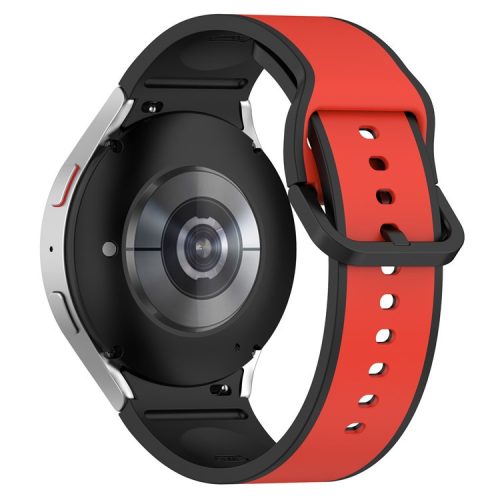 For Samsung Galaxy Watch 5 40mm / 44mm  /  5 Pro 45mm  /  Watch4 40mm / 44mm  /  Watch4 Classic 42mm / 46mm Dual-Color Watch Band Universal Watch Strap Silicone Watchband - Red / Black