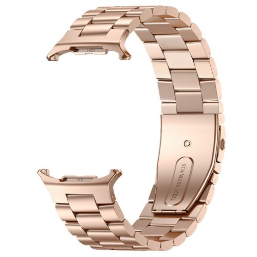 KALEBOL For Samsung Galaxy Watch Ultra 47mm Metal Watch Band Three-Beads Steel Wrist Strap - Rose Gold