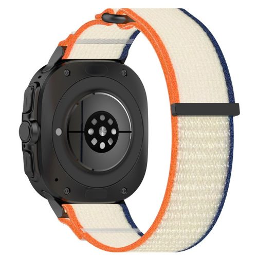 KALEBOL For Samsung Galaxy Watch Ultra 47mm Watch Strap Breathable Nylon Sport Strap - Orange+Beige